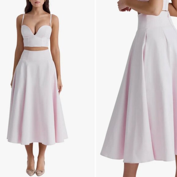 NWT HOUSE OF CB Rita Midi Skirt, Ballet Slipper Pink, High-Waisted 🌸Size XS🌸 - Picture 3 of 17